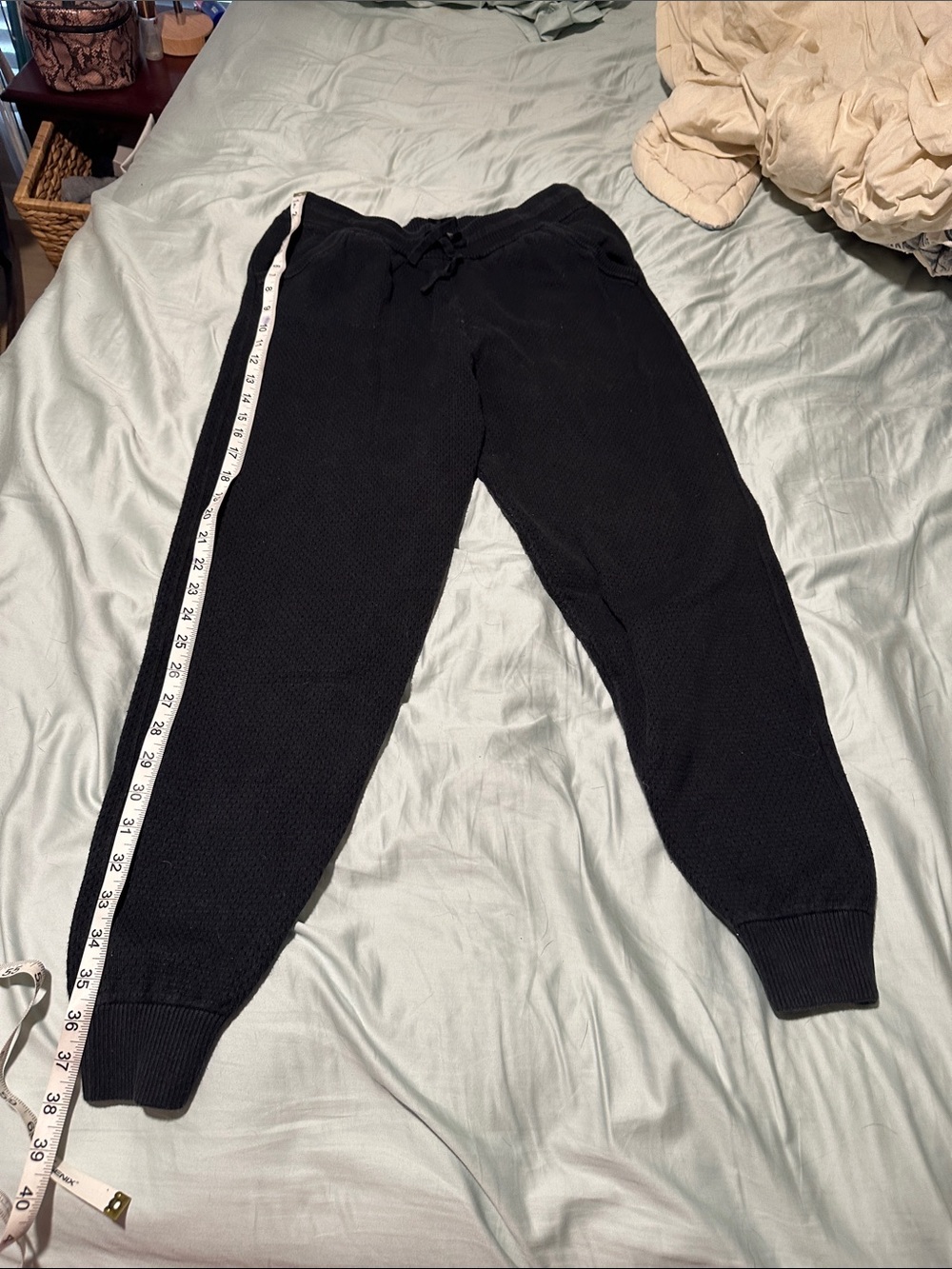Tommy John Black Cropped Knit Jogger Pants